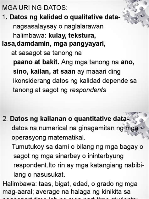 Mga uri ng datos Flashcards .